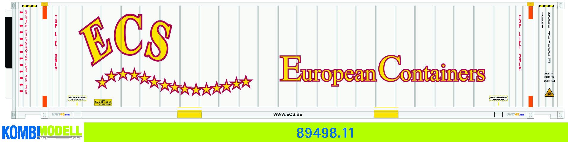 Kombimodell 89498.11 WB-A /Ct 45' (Euro) Reefer (DE) ECS" (Logo gross)" #ECBU 457005